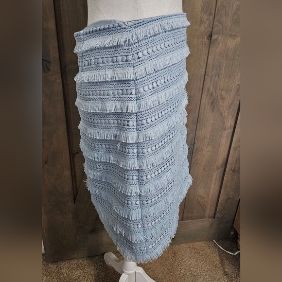 J. CREW Lace Fringe Crochet Polka Dot Tailored Mini Skirt In Baby Blue. Size 0 - Picture 7 of 10